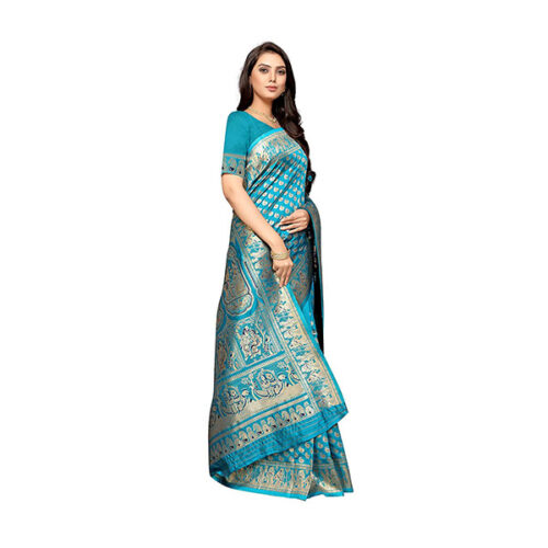 Banarasi Silk Saree - Light Blue