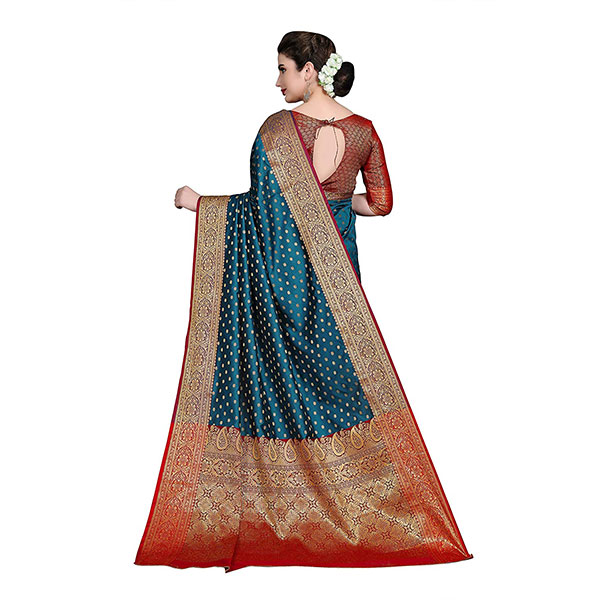 Banarasi Silk Saree With Un-stitched Blouse - Floral Design