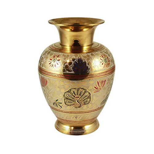 Bidri Nakkashi Work - Hand Crafted Metal Brass Flower Vase