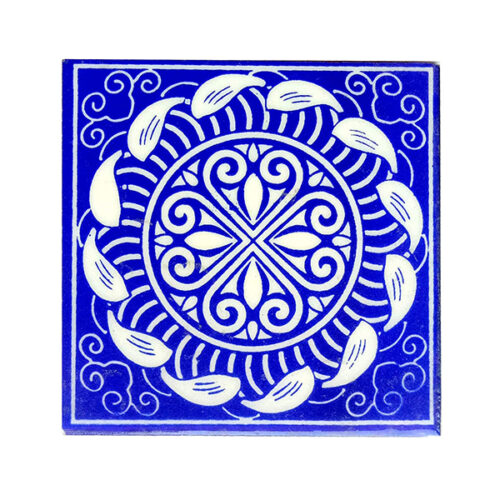 Blue Art Pottery_Home Decor Tile (Blue _ White) 4