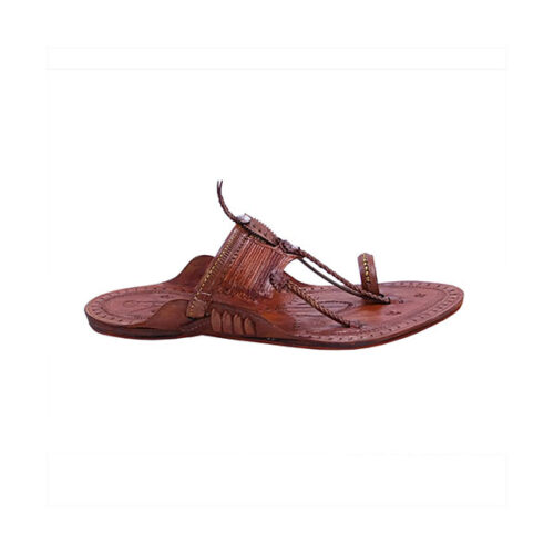 Handcrafted-Pure-Leather-Kolhapuri-Chappal-(Tan)-1