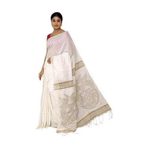 Jamdani---Cotton-Silk-Saree-With-Blouse--(White)-2