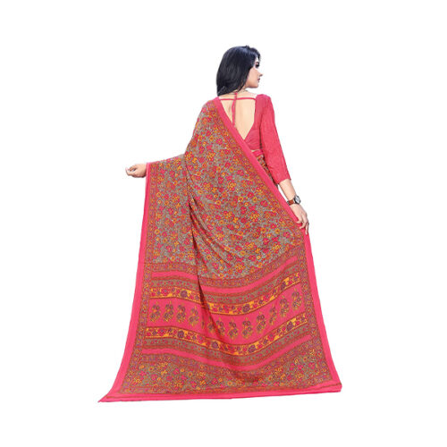 Mysore Silk - Saree With Blouse Piece (Red) 2