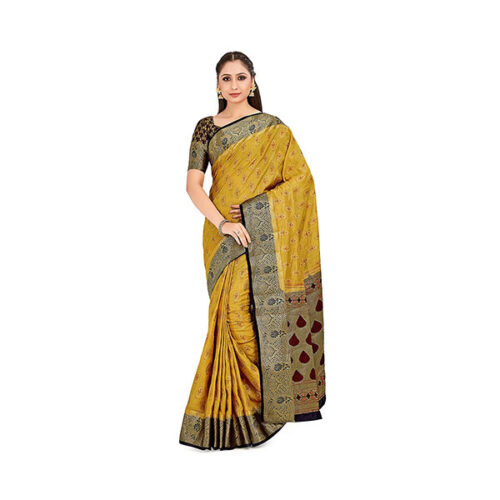 Paithani-Art-Silk-Saree-With-Unstitched-Blouse-Piece-(Brown)