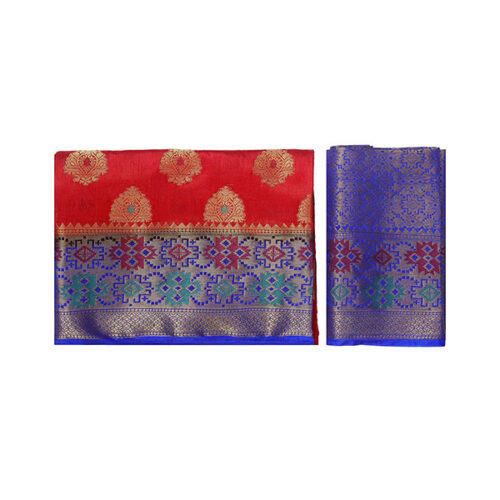 Paithani-Art-Silk-Saree-With-Unstitched-Blouse-Piece-(Red)-4